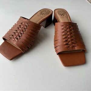 Vince Camuto Sawenna Warm Caramel Leather Women's Sandals Sz 7.5 New